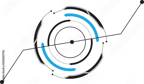 Futuristic abstract circular, sphere HUD digital UI/UX interface border vector illustration