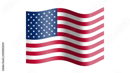 Waving USA National Flag Isolated on White Background