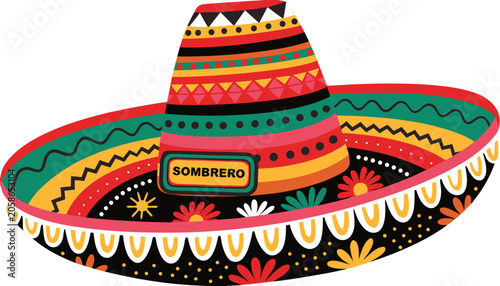 Tableau sur toile Very beautiful SOMBRERO featuring a wide decorative brim, colorful woven texture