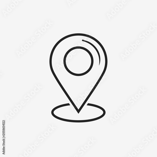Simple minimalist location pin icon with circular base.