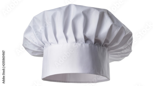 Quadro su tela Crisp white chef s toque hat with fabric pleats, isolated on transparent backgro