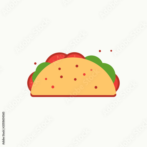 Soft taco illustration with dots on yellow background.