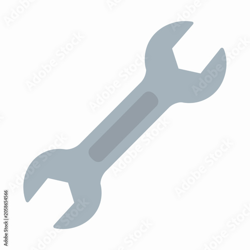 Solid grey double ended wrench silhouette icon.