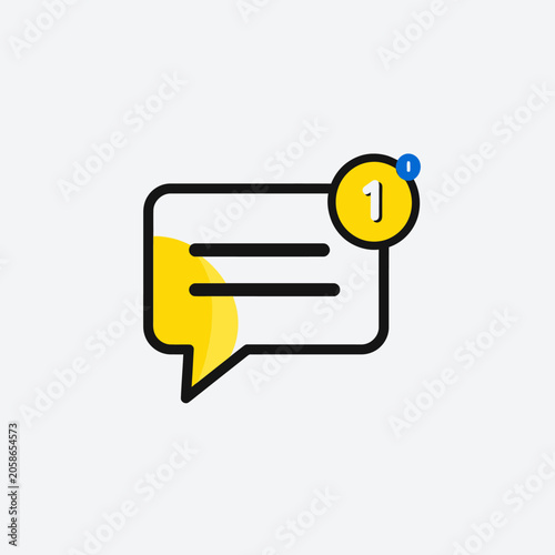 Speech bubble icon with number one notification badge.