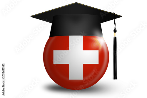 Graduation cap and Switzerland flag