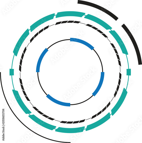 Futuristic abstract circular, sphere HUD digital UI/UX interface border vector illustration