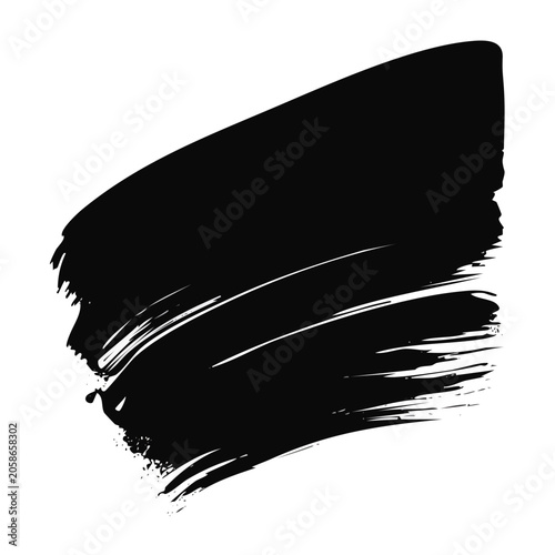Black brush stroke on transparent background