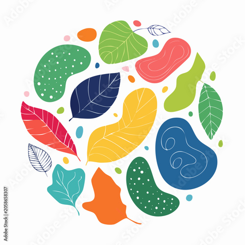 Abstract Organic Shapes and Leaves Pattern