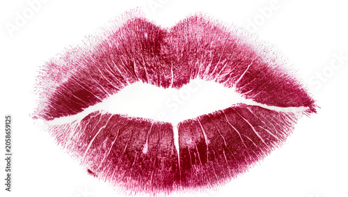Photos Deep red lipstick kiss imprint, isolated on transparent background