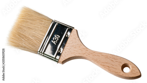 Картината върху платно Wooden handled paint brush with metal ferrule and natural bristles, isolated on