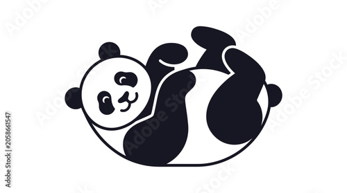Photos Panda bear lying on back smiling.