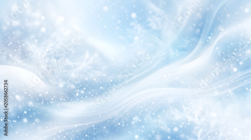 Abstract winter background with soft white and blue snow gradients