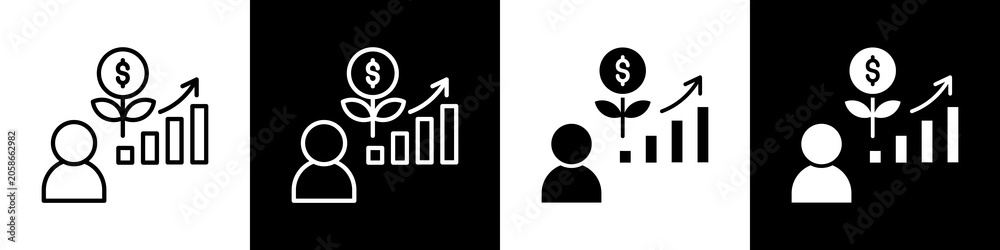 Fototapeta premium Growth black and white icon design concept 