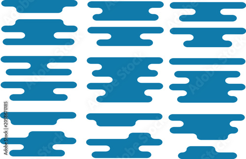 Fotografie Set of blue rounded geometric tab icons and abstract shapes with rectangles