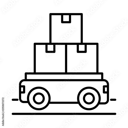 Autonomous Warehouse Bot Icon, Automated Inventory Stocking and Storage Facility Pallet Transport, Accelerating Fulfillment Velocity Inside Logistics Distribution Hubs