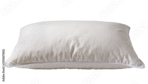 Foto Plump white textured pillow with stitched seam, isolated on transparent backgrou