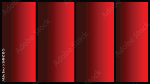 Modern Tech Vector Backdrop with Shaded Red Cylindrical Panels. Minimalist Crimson Column Layout with Bold Black Borders