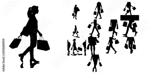 Quadro em tela Person Holding Shopping Bags Silhouette