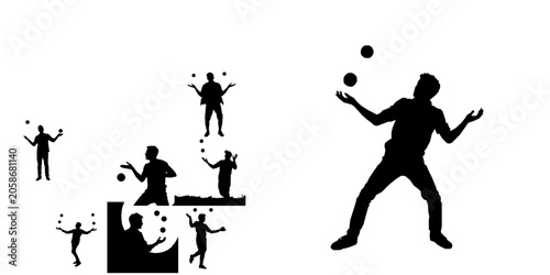 Canvastavla Person Juggling Balls Silhouette