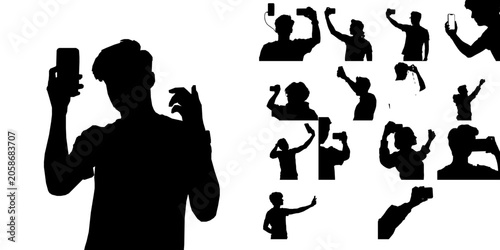 Bild auf Leinwand Person Taking a Selfie Silhouette
