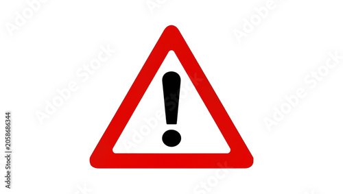 Tableau sur toile Red triangular warning sign, isolated on transparent background