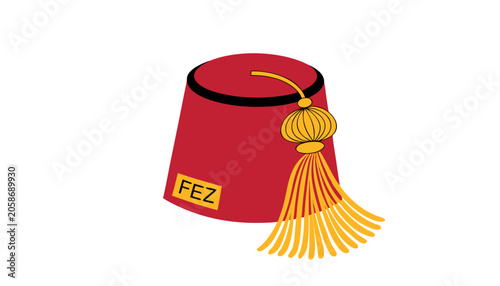 Canvas-taulu Very beautiful FEZ featuring rich red fabric, decorative tassel, traditional cra