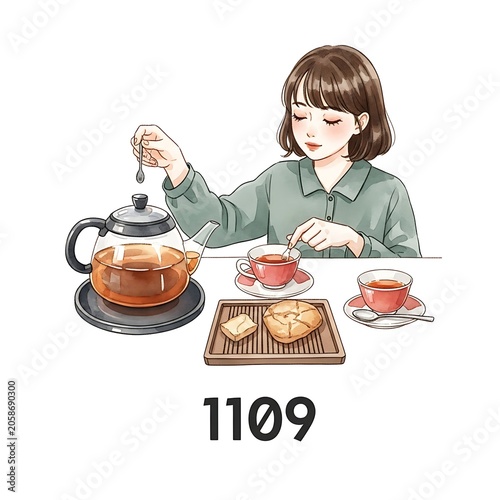 Young woman preparing homemade jam in kitchen setting.