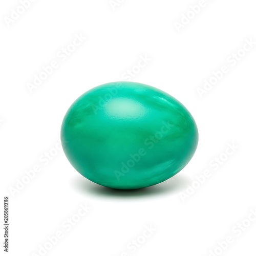 Glossy Turquoise Egg Resting on Clean White Background