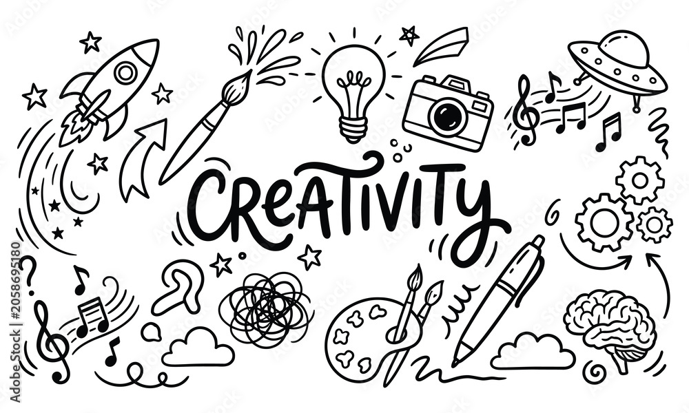 Fototapeta premium Hand Drawn Creative Concept Doodle Graphic Set