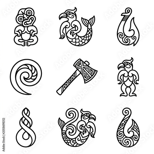 Canvastavla Maori Cultural Symbols and Designs Collection.