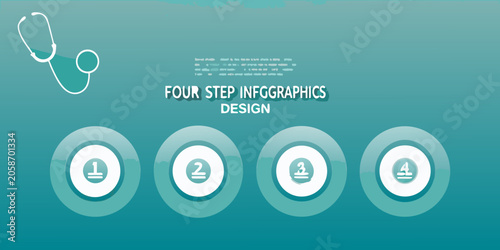 Numbered Circle Icons With Stethoscope Teal And Green Background