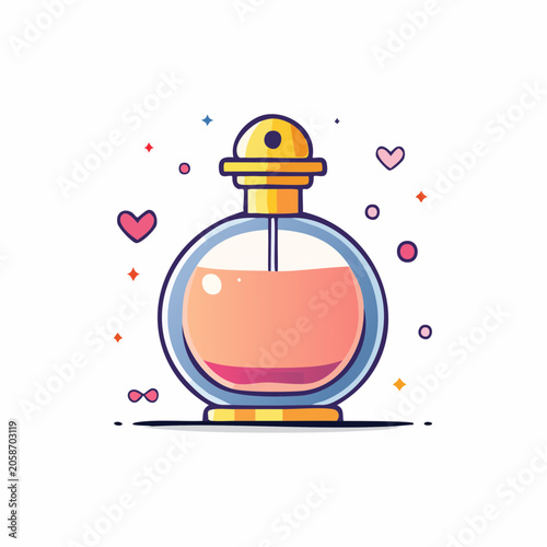 Perfume Bottle with Hearts and Sparkles