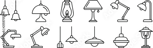 Fotografie lamp vector collection of pendant desk table and street designs