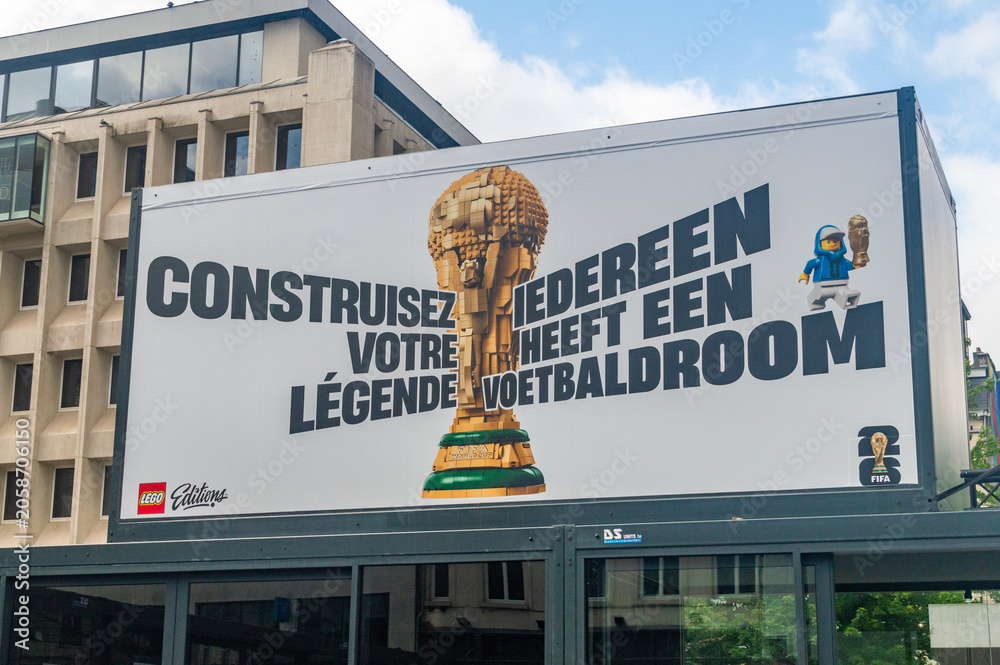 Fototapeta premium Brussels, Belgium - June 13, 2026: LEGO showroom for FIFA World Cup.