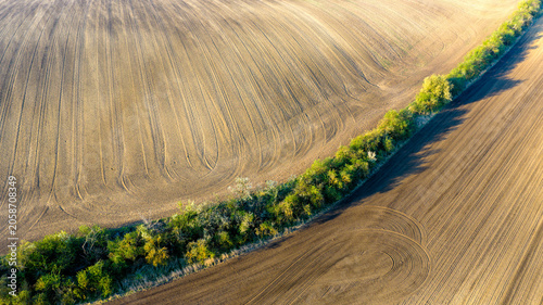 The biostripes in rolling, picturesque landscape of Moravian Tuscany, Czechia
