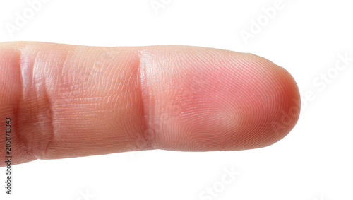 Fotografie Human fingertip with detailed skin texture and fingerprint patterns, isolated on