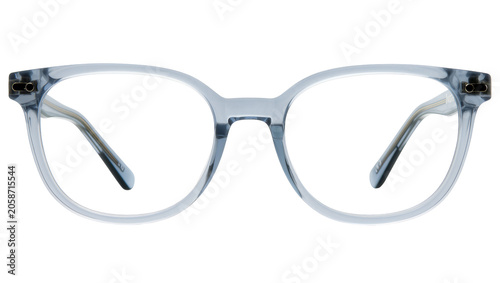 Foto Clear blue translucent eyeglasses with round frames