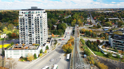 Aerial view of Guelph, Ontario, Canada in autumn