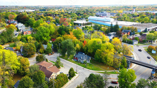 Aerial view of Guelph, Ontario, Canada in fall