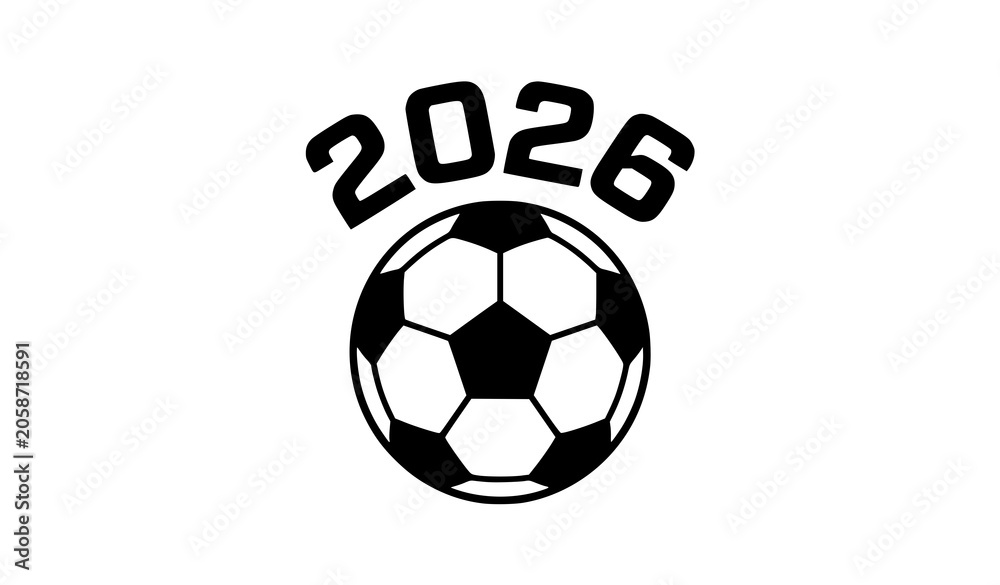 Obraz premium Monochrome 2026 soccer ball graphic editable vector illustration