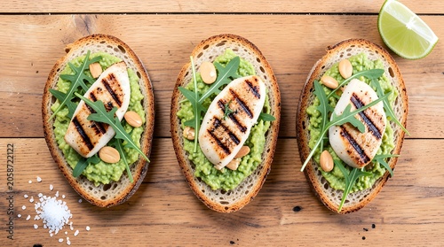 avocado toast with grilled halloumi cheese
