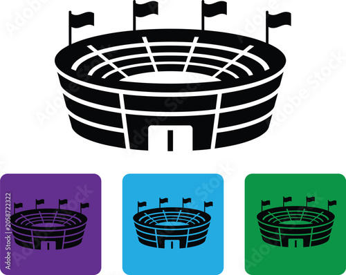 Football world cup stadium icon set for soccer fans and sports events