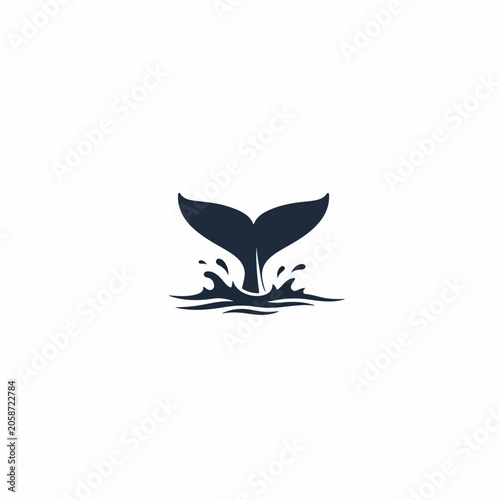 Whale Tail Breach in Ocean Splash Scene