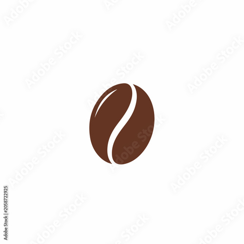 Coffee Bean Centered on White Background