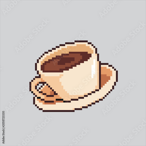 Pixel art illustration Coffee Cup. Pixelated Coffee Beverage. Coffee Cup Beverage Icon pixelated for the pixel art game and icon for website and video game. old school retro.