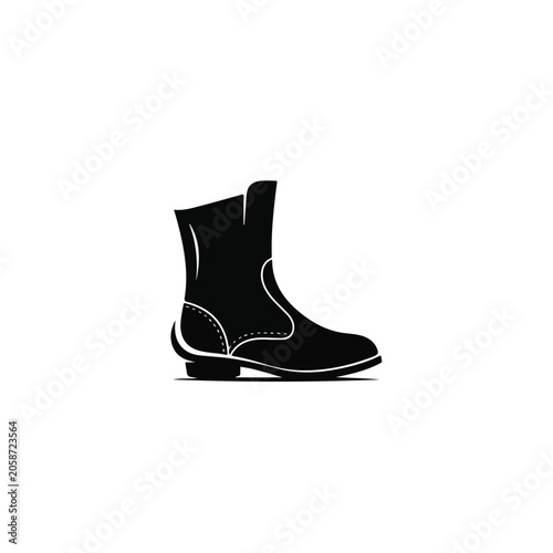 Leather boot silhouette with stitching and sole