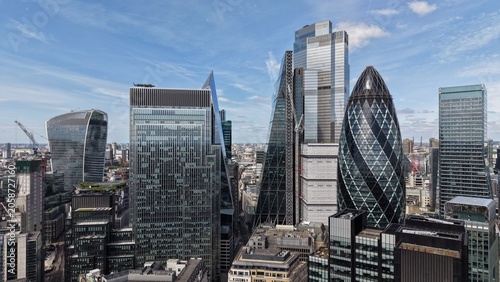 London Financial District Skyscrapers Under Clear Blue Sky