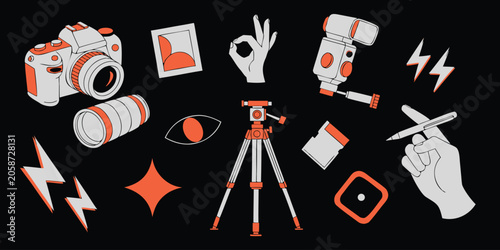 Εκτύπωση καμβά Photography equipment and tools for professional shots.
