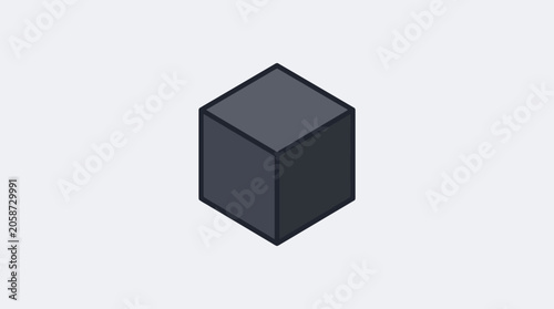A minimalist geometric cube icon displayed in an isometric perspective.