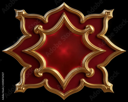 Minimal red and gold ornament